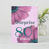 Invitation 80e anniversaire surprise Daisies roses E003 (Debout devant)