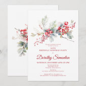 Invitation 80e anniversaire Surprise Party Verdure Berry Roug (Devant / Derrière)