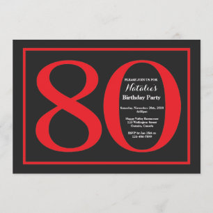 Invitation 80e anniversaire Tableau noir et rouge