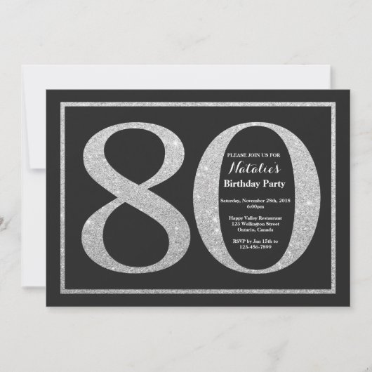 Invitation 80e Anniversaire Tableau Noir Paillette (Devant)