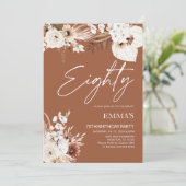 Invitation 80e anniversaire Terracotta Boho Pampas (Debout devant)