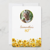 Invitation 80e anniversaire Tournesol Rustique photo florale (Dos)