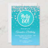 Invitation 80e anniversaire turquoise bleu diamants parties s (Devant)