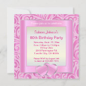 Invitation 80e anniversaire| Verr rose, argent et blanc (Dos)