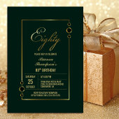 Invitation 80e anniversaire Vert avec Gold Frame Party