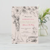 Invitation 80e anniversaire vintage fête Thé après-midi (Debout devant)