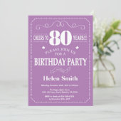 Invitation 80e anniversaire violet et blanc (Debout devant)