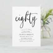 Invitation 80e B&W Anniversaire de fête Typographie de script (Debout devant)