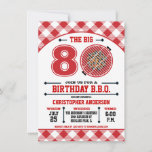 Invitation 80e Birthday Barbecue Invite<br><div class="desc">Celebrate the Big 8 O with this Birthday Barbecue Invite with a red grill and gingham tablecloth . Customize with your own text. Illustration originale par pj_design. Contact me for any help you need.</div>