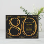 Invitation 80e fête d'anniversaire, 80, grand Gatsby, noir&or (Debout devant)