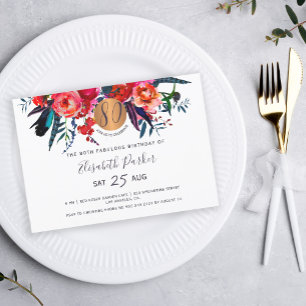 Invitation 80e fête d'anniversaire d'anniversaire de boho mod