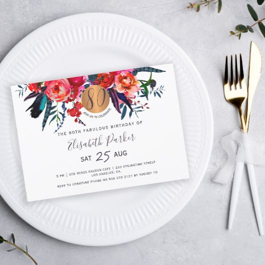 Invitation 80e fête d'anniversaire d'anniversaire de boho mod