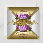 Invitation 80e fête d'anniversaire Elegant Purple Gold Roses  (Devant)