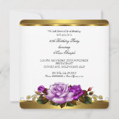 Invitation 80e fête d'anniversaire Elegant Purple Gold Roses  (Dos)