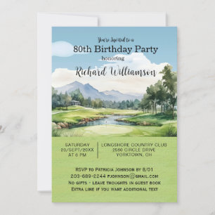 Invitation 80e fête d'anniversaire Fête de Golf pour hommes