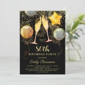 Invitation 80e fête d'anniversaire Gold Black Parties scintil (Debout devant)