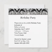 Invitation 80e fête d'anniversaire Noir Blanc Damas Diamond (Dos)