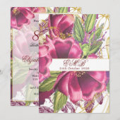 Invitation 80e Fleur de Bourgogne dorée Élégant Anniversaire  (Devant / Derrière)