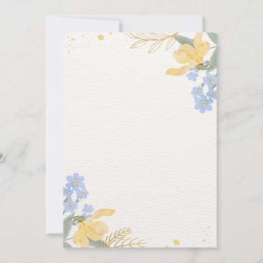 Invitation 80e Fleurs Bleues Jaunes Boho Aquarelle Anniversai (Dos)