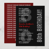 Invitation 80e Modèle rouge noir blanc moderne (Devant / Derrière)