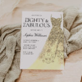 Invitation 80e Robe d'or 80e fête d'anniversaire