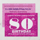 Invitation 80e SURPRISE Anniversaire Gros audacieux et géomét (Devant / Derrière)