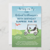 Invitation 80e Surprise Anniversaire Party Thème de golf masc (Devant)