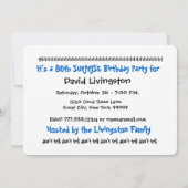 Invitation 80e SURPRISE Modèle d'invitation à la fête d'anniv (Dos)