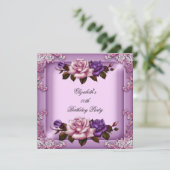 Invitation 80ème Anniversaire de l'élégant Rose Lilac rose vi (Debout devant)
