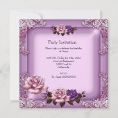 Invitation 80ème Anniversaire de l'élégant Rose Lilac rose vi (Dos)