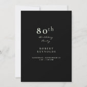 Invitation 80ème anniversaire de l'homme Simple Black Invitat (Devant)