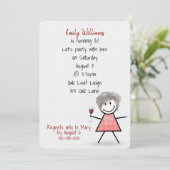 Invitation 80ème anniversaire Fille avec vin (Debout devant)