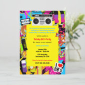 Invitation 80's 1980s Yellow Retro thème Anniversaire fête (Debout devant)