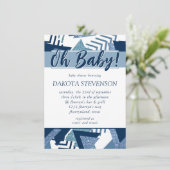 Invitation 80s Luxe Abstrait | Turquoise et Navy Oh Baby (Debout devant)