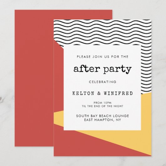 Invitation 80s Pop art Memphis style après la fête (Devant / Derrière)