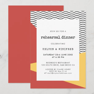 Invitation 80s Pop art Memphis style dîner de répétition