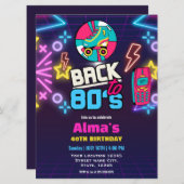 Invitation 80s Retro Neon 40e anniversaire (Devant / Derrière)