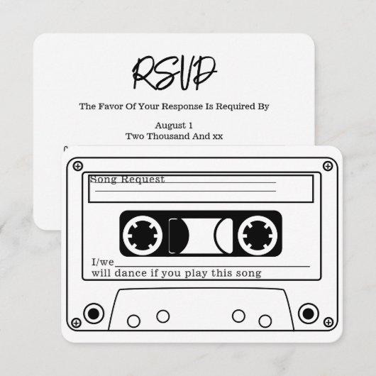 Invitation 80s Style Retro Music Tape Wedding RSVP (Devant / Derrière)