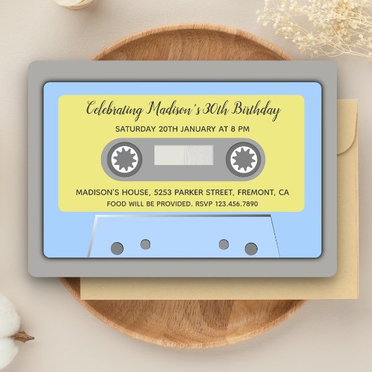 Invitation 80s Thème Rétro Cassette Bande Anniversaire Invita