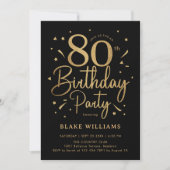 Invitation 80th Birthday Black Gold (Devant)