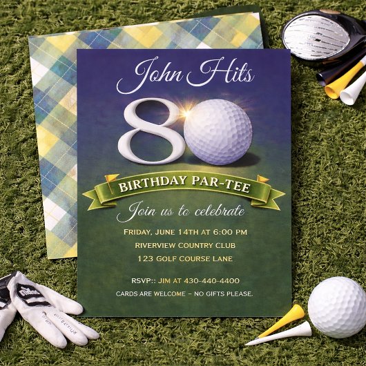 Invitation 80th Birthday Golf Theme 