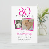 Invitation 80th Birthday Pink Typography 2 Photo (Debout devant)