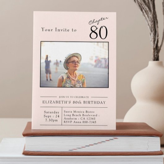 Invitation 80th Blush Rose 80th Birthday Party Photo