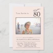 Invitation 80th Blush Rose 80th Birthday Party Photo (Devant)