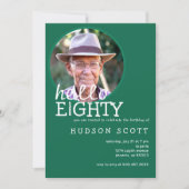 Invitation 80th Mens Anniversaire Photo Bonjour 80th Green (Devant)