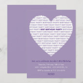 invitation 81e anniversaire typographie xoxo (Devant / Derrière)