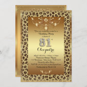 Invitation 81e, fête d'anniversaire 81e, or Royal Cheetah plu (Devant / Derrière)