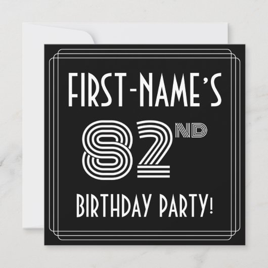 Invitation 82e fête d'anniversaire : Art Déco Style avec nom  (Devant)