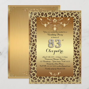 Invitation 83e, fête d'anniversaire 83e, or Royal Cheetah plu
