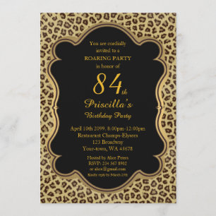 Invitation 84ème, Anniversaire 84ème, Cheetah, Noir & Or